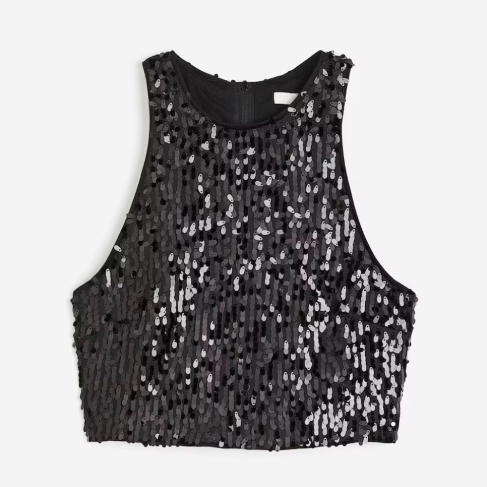 Sequin Black Crop Top